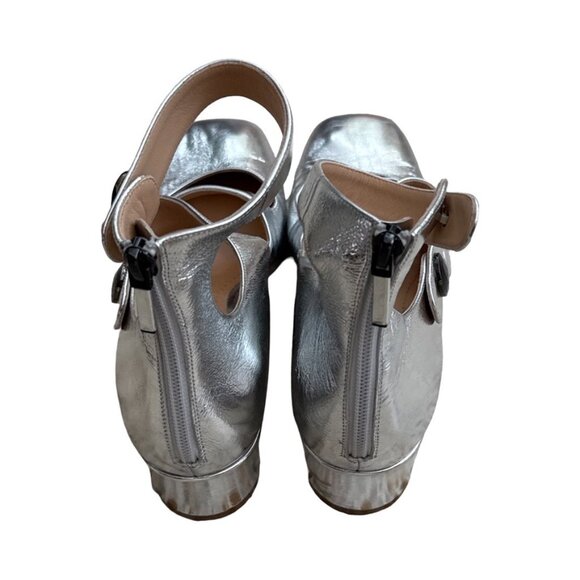 Christian Dior metallic silver mary janes shoes size 38